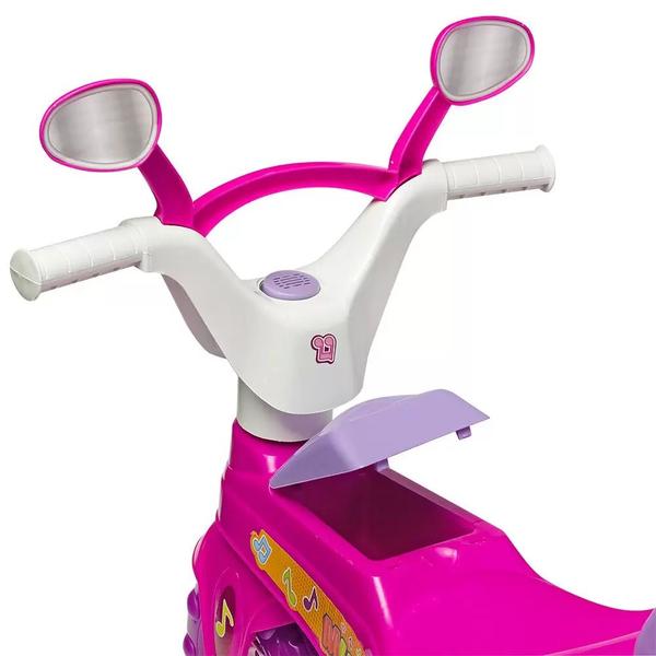 Imagem de Triciclo Infantil Rosa, Velotrol Com Som e Haste - Cotiplás