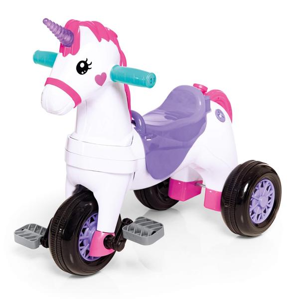 Imagem de Triciclo Infantil Unicórnio Fantasy Rosa com Pedal e Empurrador Calesita - 1001