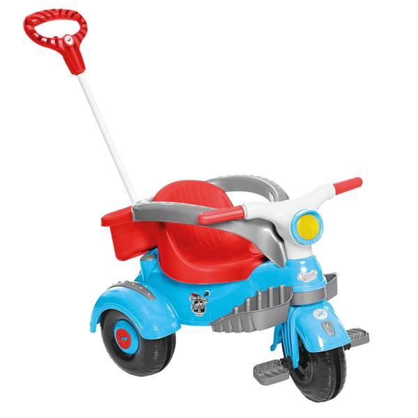 Imagem de Triciclo Infantil Velocita Classic Azul com Pedal e Empurrador Calesita - 0993