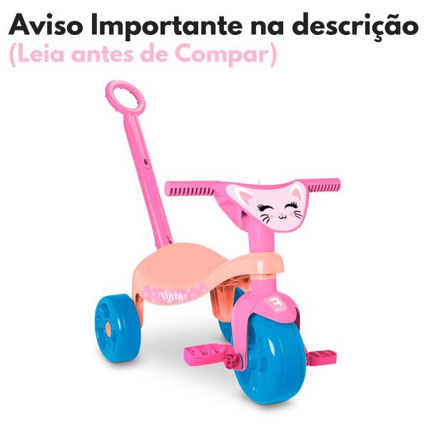 Imagem de Triciclo Infantil Velotrol Gata Rosa Menina Criança Tchuco