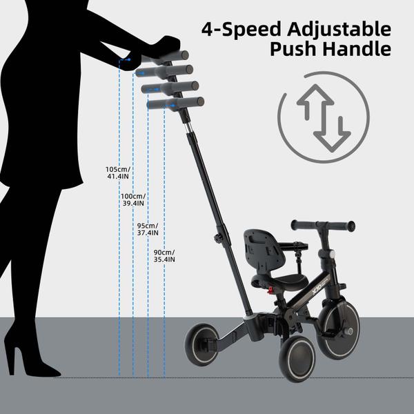 Imagem de Triciclo infantil XJD 6 em 1 para 1-4 anos com alça preta
