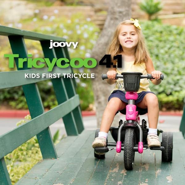 Imagem de Triciclo Joovy Tricycoo 4.1 Kids de 4 estágios com alça parental rosa