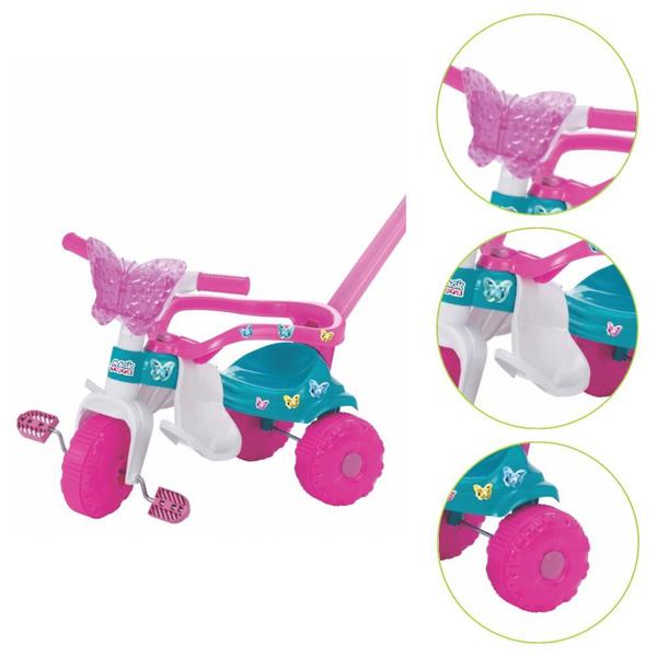 Triciclo Menina Rosa Borboleta Totoca Tico Tico Infantil Butterfly - Magic Toys Imagem de Triciclo Menina Rosa Borboleta Totoca Tico Tico Infantil Butterfly