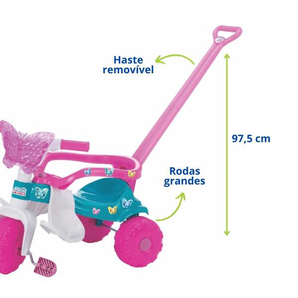 Triciclo Menina Rosa Borboleta Totoca Tico Tico Infantil Butterfly - Magic Toys Imagem de Triciclo Menina Rosa Borboleta Totoca Tico Tico Infantil Butterfly