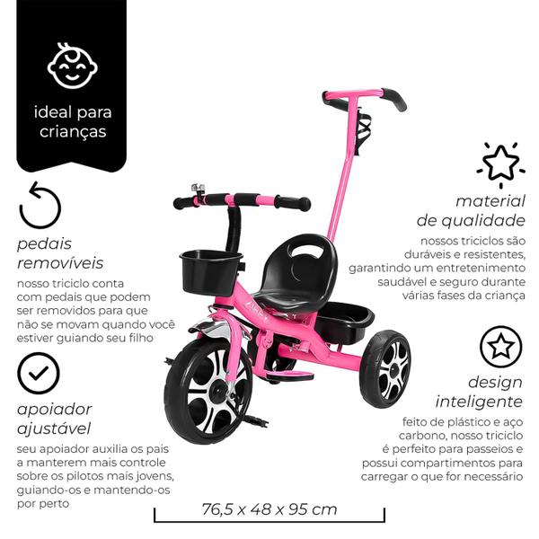 Imagem de Triciclo Mini Bicicleta Com 2 Cestas Empurrador E Pedal Veículo De Passeio Para Crianças - Zippy Toys