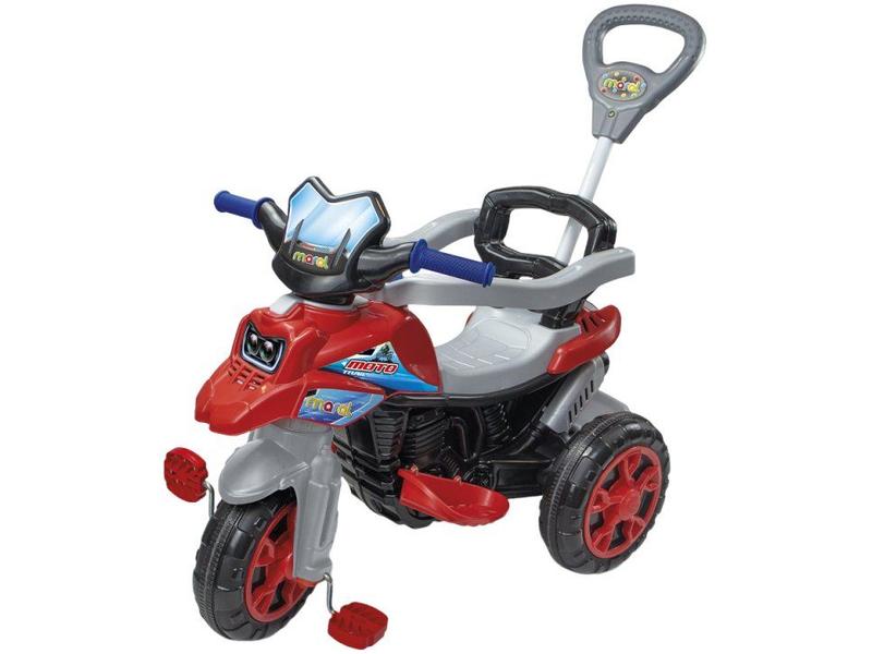 Triciclo Moto Trail De Passeio Infantil Vermelha Empurrador - Maral
