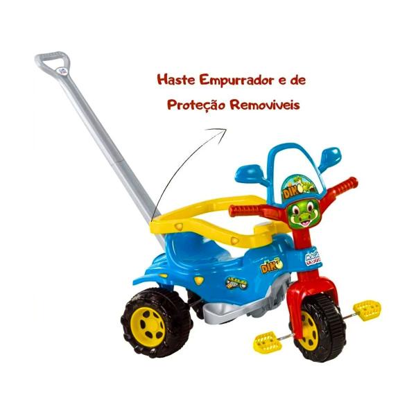 Imagem de Triciclo Motoca Infantil Com Empurrador Dino Azul Magic Toys