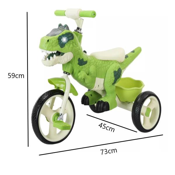 Imagem de Triciclo Motoca Infantil Dinossauro Velotrol Cesta Luz Som