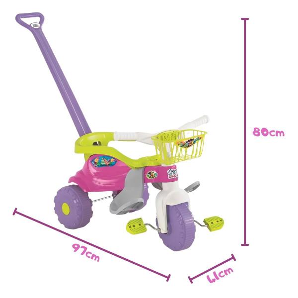 Imagem de Triciclo Motoca Infantil Festa Menina com Haste Empurrar e Cestinha