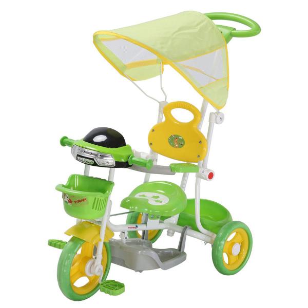 Imagem de Triciclo Motoca Infantil Passeio Com Empurrador Pedal Luz Som Capota Importway Bw003 Verde