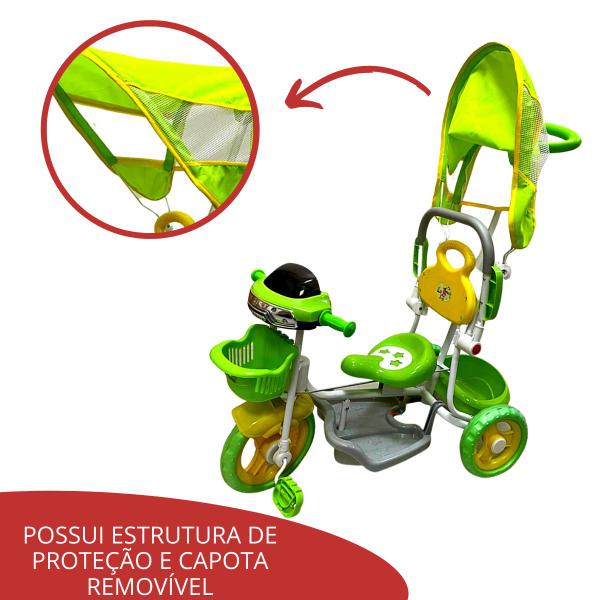 Triciclo Motoca Infantil Passeio Com Empurrador Pedal Luz Som Capota Importway Bw003 Verde Imagem de Triciclo Motoca Infantil Passeio Com Empurrador Pedal Luz Som Capota Importway Bw003 Verde