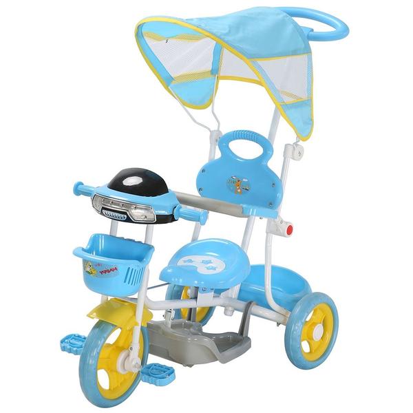 Imagem de Triciclo Motoca Infantil Passeio Empurrador Pedal Luz e Som + Capota Importway BW003 Azul