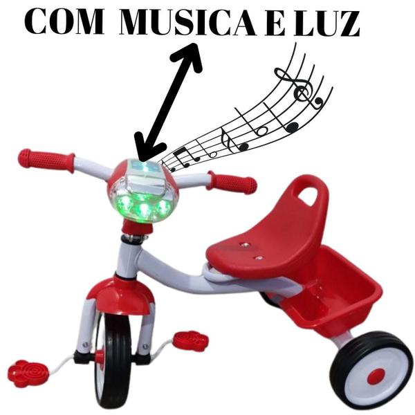 Imagem de Triciclo Motoca Infantil Pedal Com Som E Luz Cor:Vermelho