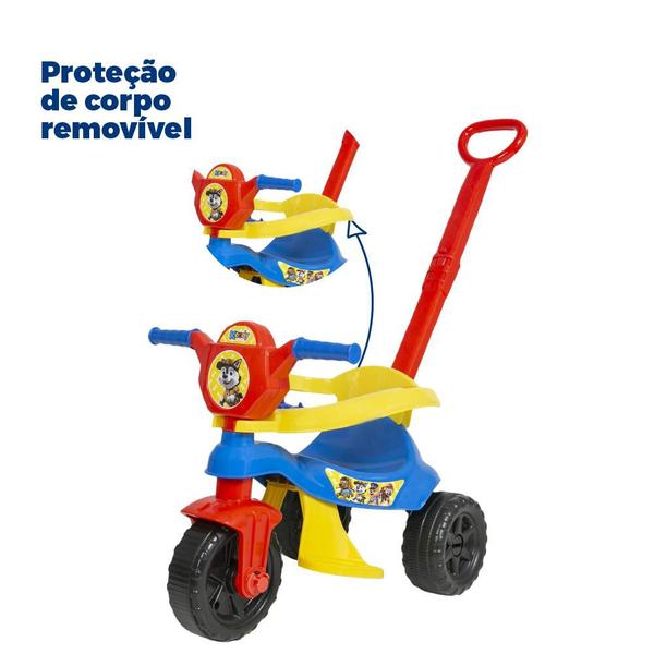 Imagem de Triciclo Motoca Menino Com Protetor, Empurrador E Pedal - Certificado Inmetro