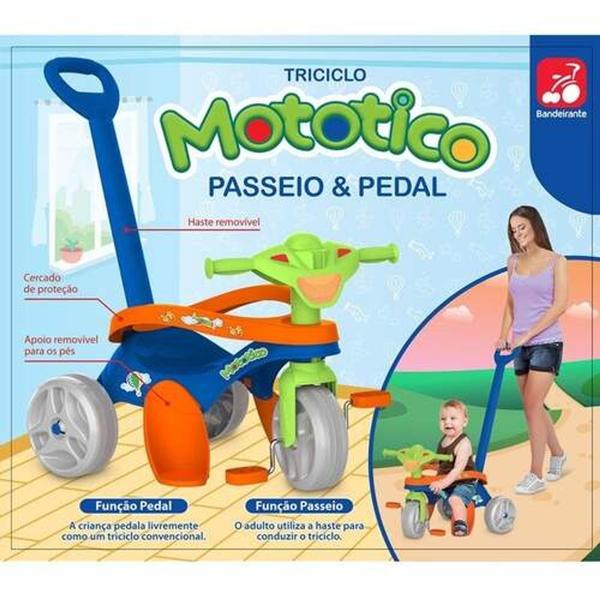 Imagem de Triciclo Mototico Passeio E Pedal Azul- Bandeirantes