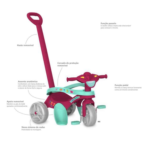 Imagem de Triciclo Mototico - Passeio e Pedal - Rosa - Bandeirante