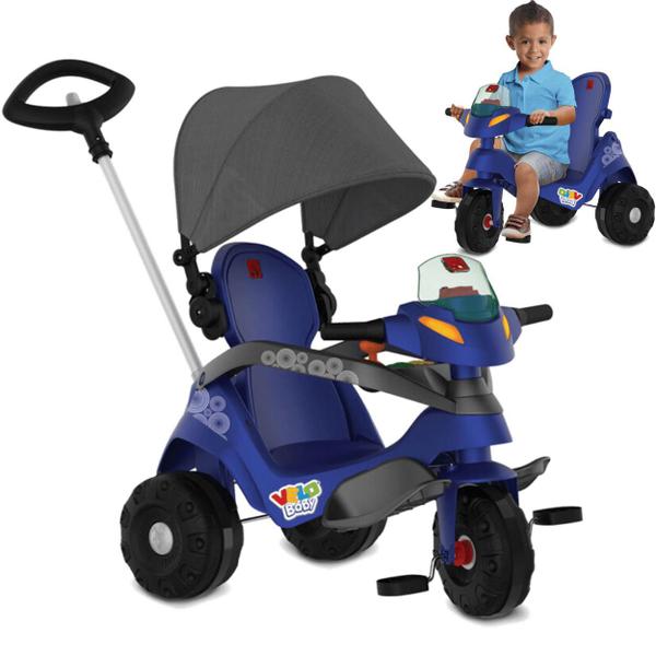 Imagem de Triciclo Passeio Pedal Bandeirante Velobaby com Capota Azul