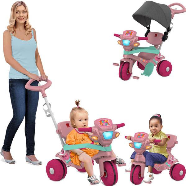 Imagem de Triciclo Passeio Pedal Bandeirante Velotrol com Capota Rosa