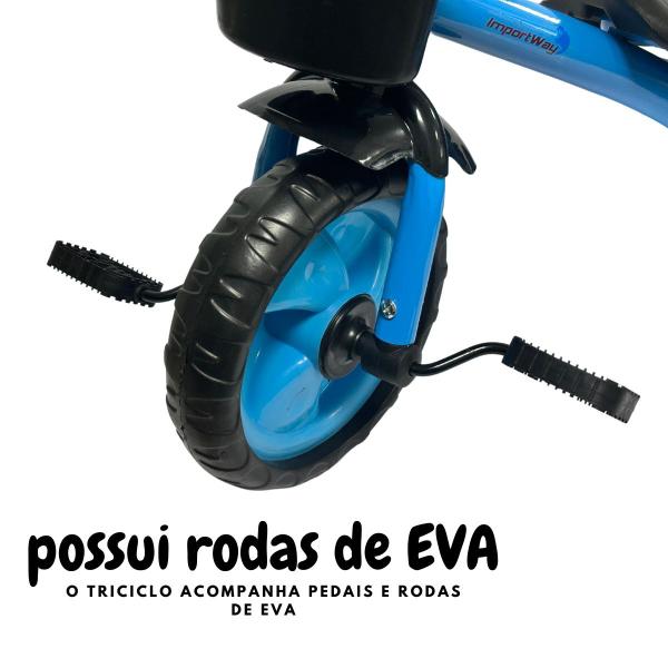 Imagem de Triciclo Pedal Infantil P/ Criança Buzina Rodas Eva 2 Cestos