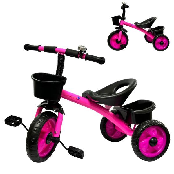 Imagem de Triciclo Pedal Infantil P/ Criança Buzina Rodas Eva 2 Cestos