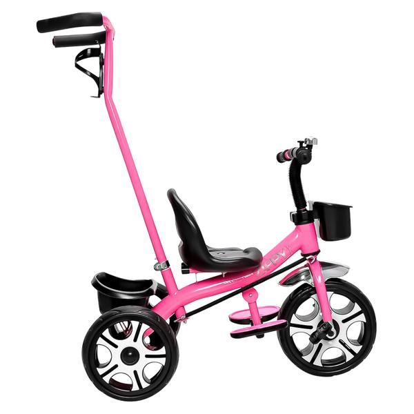 Imagem de Triciclo Rosa Infantil Com Cestinhas E Guiador Até 25 Kg Para Crianças  - Zippy Toys