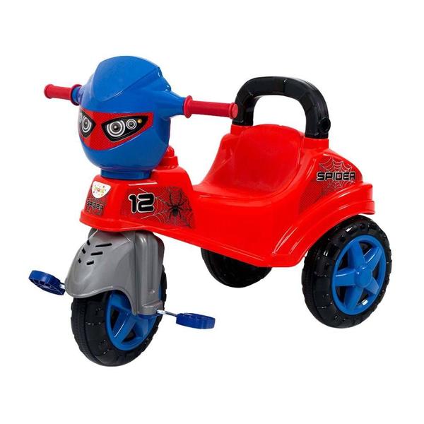 Imagem de Triciclo Spider Passeio Infantil com Pedal e Haste de Empurrar Porta Objetos e Alça de Segurança Tico Tico