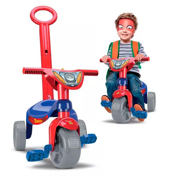 Imagem de Triciclo Tchuco Motoca Herois Super Teia c/ Empurrador Pedal Infantil