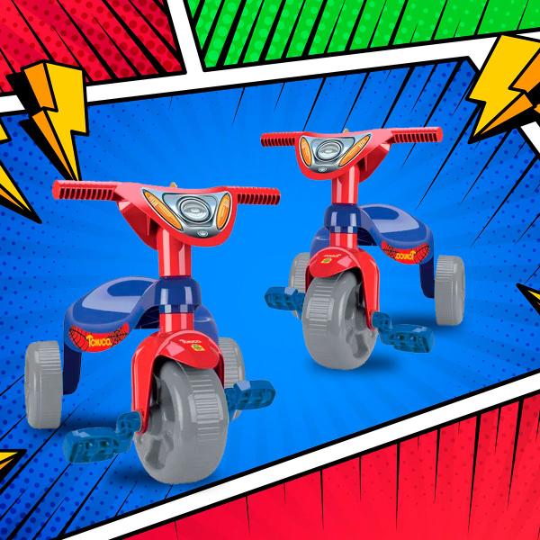 Imagem de Triciclo Tchuco Motoca Herois Super Teia c/ Empurrador Pedal Infantil