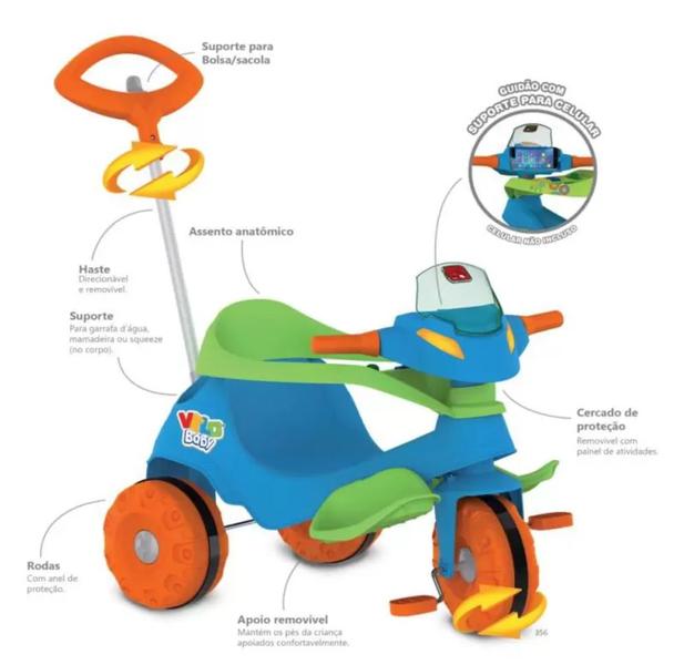 Imagem de Triciclo Velobaby Bandeirante Passeio  Pedal  - 356AZUL