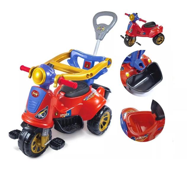 Imagem de Triciclo Velotrol Infantil Spider com Puxador Segurança