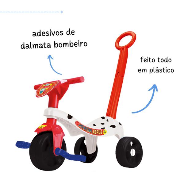 Imagem de Triciclo velotrol motinha azul e vermelha motoquinha mini moto de plastico com haste empurradora mot