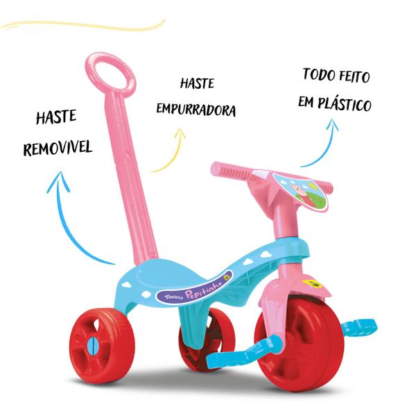 Imagem de Triciclo velotrol Motinha de tres rodas Velocipede infantil Motoquinha de plastico Mini moto criança