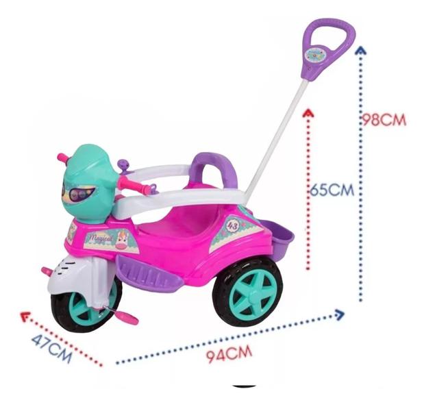 Imagem de Triciclo Velotrol Rosa Passeio com Empurrador Segurança