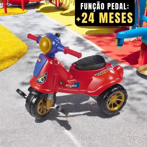 Imagem de Triciclo Velotrol Spider Infantil Pedal e Puxador Segurança