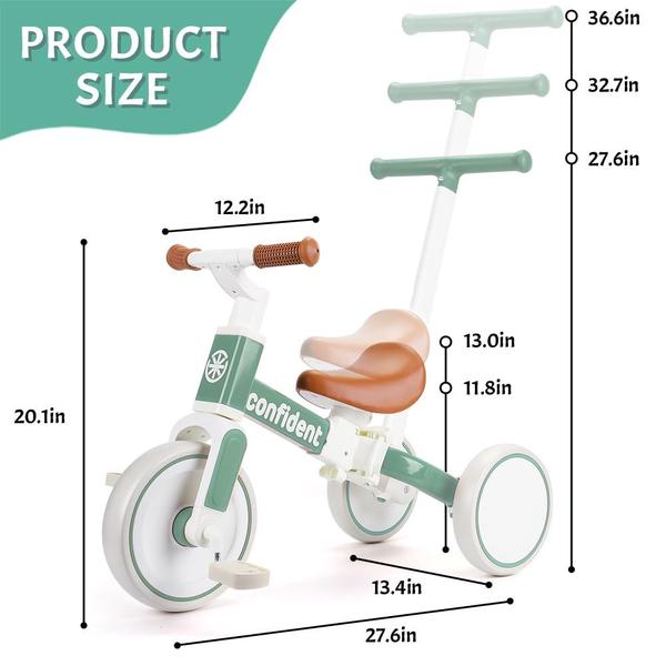 Imagem de Triciclo XIAPIA 5 em 1 para crianças de 1 a 5 anos com pedal removível