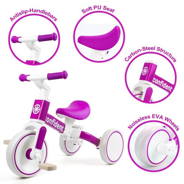 Imagem de Triciclo XIAPIA 5 em 1 por 1-5 anos com pedal removível roxo