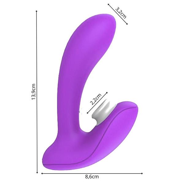 Imagem de Tricker S-Hande Sugador de Clitóris com Vibrador Ponto G 9 Vibrações e Controle 13,9cm x 8,6cm Recarregável