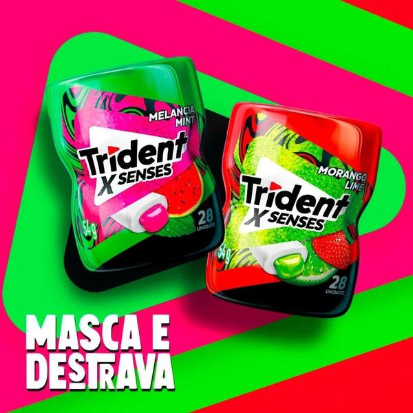 Imagem de Trident XSenses Morango Limão Sem Açúcar Garrafa 6 Potes 54g