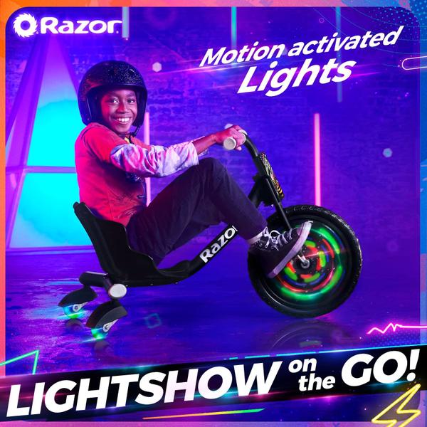 Imagem de Trike Razor RipRider 360 Lightshow com rodízios traseiros Kids 5+