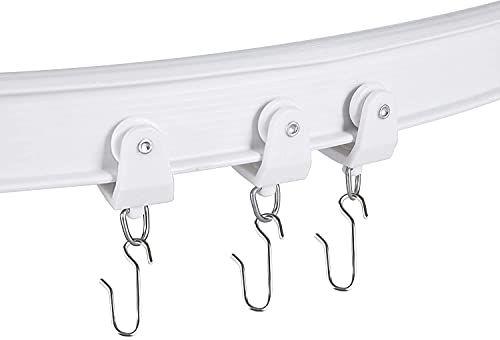 Imagem de Trilho de cortina de teto curvado flexível VRSS, 10 metros (32,8 pés) para janelas salientes em forma de L em forma de U Cortinas de chuveiro Divisória de quarto DIY