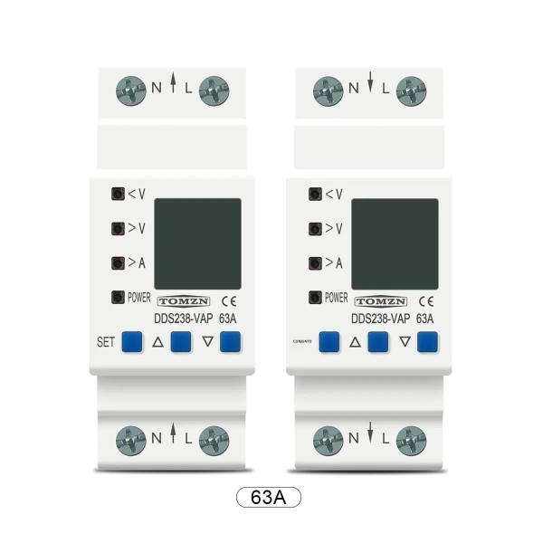 Imagem de Trilho Din Ajustável Sobre Protetor De Sobretensão 63a 80a 110v 230v Disjuntor Voltímetro Kwh