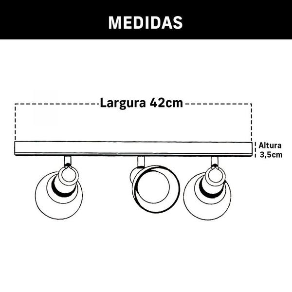 Imagem de Trilho Eletrificado 1m 26cm 9 Spots E27 LED Comum c/ Conector/Emenda