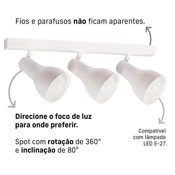 Imagem de Trilho Eletrificado 1m 26cm 9 Spots E27 LED Comum c/ Conector/Emenda