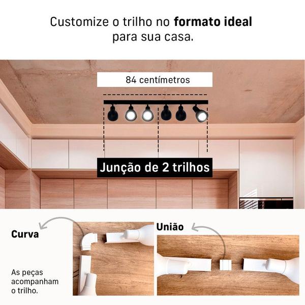 Imagem de Trilho Eletrificado 1m68cm 12 Spots E27 LED Comum c/ Conector/Emenda