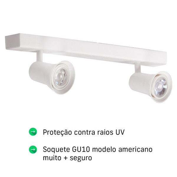 Imagem de Trilho Eletrificado 2 Spots GU10 Dicroica com Conector + 2 Lâmpadas