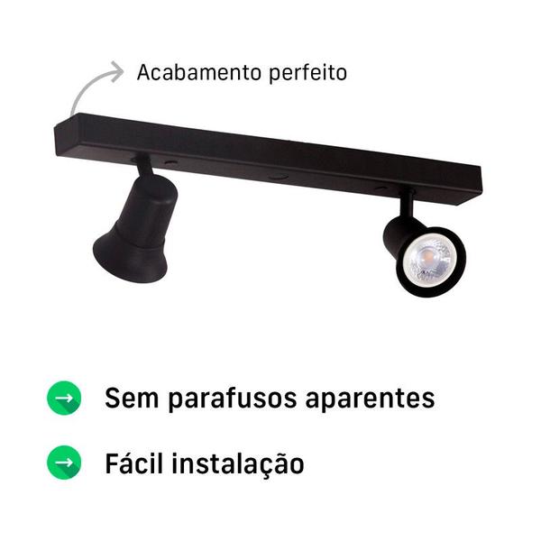 Imagem de Trilho Eletrificado 2 Spots GU10 Dicroica com Conector + 2 Lâmpadas