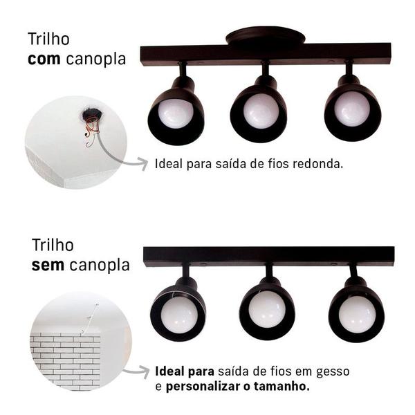 Imagem de Trilho Eletrificado 2m10cm 15 Spots E27 LED Comum c/ Conector/Emenda