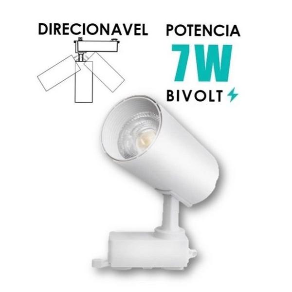 Imagem de Trilho Eletrificado Com 3 Spot Direcionavel 1 Metro Branco Led 7W 6500K