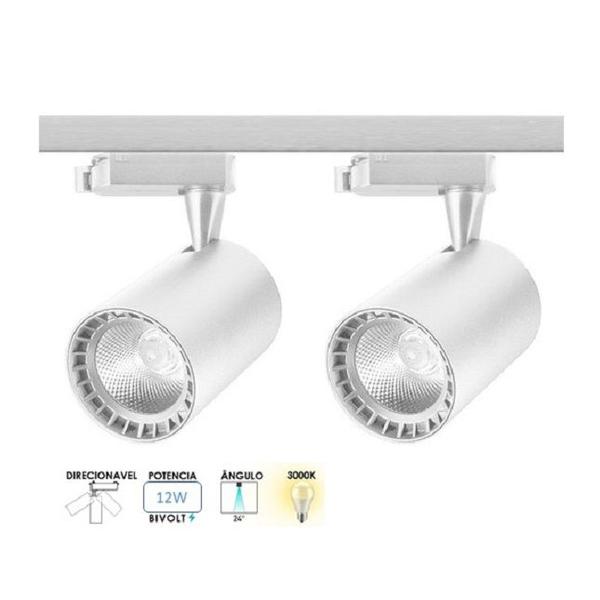 Imagem de Trilho Eletrificado De 1m Com 2 Spots Led Branco 12w 3000K