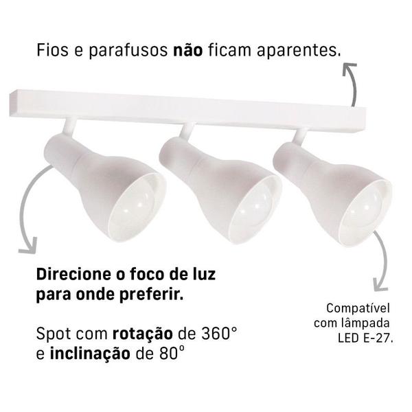 Imagem de Trilho Eletrificado E27 LED Comum Emenda Conector 3 Spots